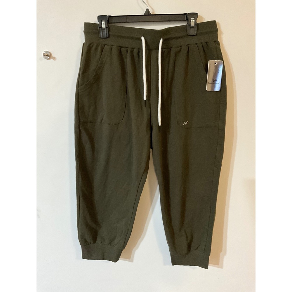 Special Magic Olive Green Capri Joggers Womens XL Cotton Blend Activewear Pants